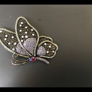 Multi Colored crystal butterfly pin pendant